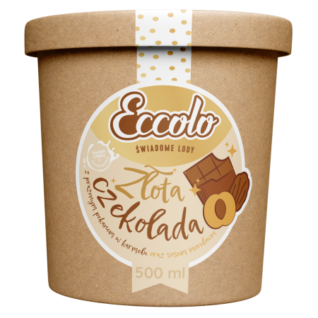 Złota Czekolada z prażonym pekanem w karmelu oraz sosem morelowym